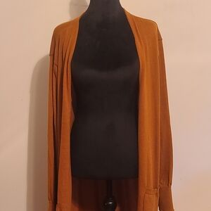 Nine West Brown Cardigan Sweater Open Front Knit